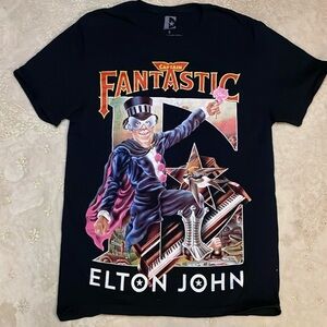 Elton John Black Graphic T-Shirt